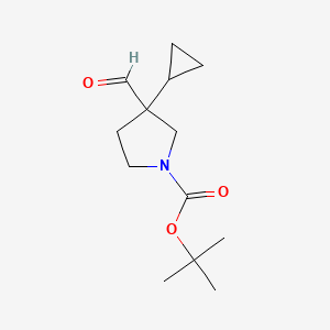 molecular formula C13H21NO3 B13585754 Tert-butyl3-cyclopropyl-3-formylpyrrolidine-1-carboxylate 