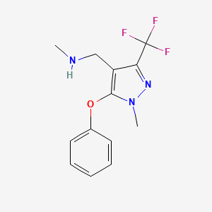 molecular formula C13H14F3N3O B1358577 N-Methyl-1-[1-methyl-5-phenoxy-3-(trifluoromethyl)-1H-pyrazol-4-yl]methanamine CAS No. 912569-73-4