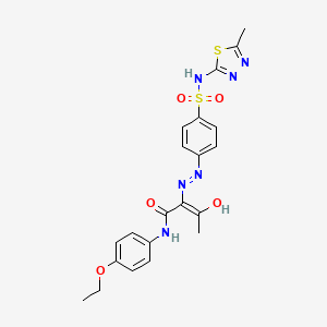 molecular formula C21H22N6O5S2 B13585796 N-(4-ethoxyphenyl)-2-(2-{4-[(5-methyl-1,3,4-thiadiazol-2-yl)sulfamoyl]phenyl}hydrazin-1-ylidene)-3-oxobutanamide 