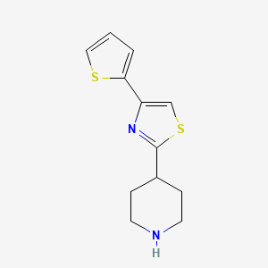 molecular formula C12H14N2S2 B1358591 2-(Piperidin-4-yl)-4-(thiophen-2-yl)thiazole 