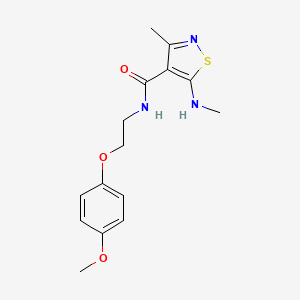 molecular formula C15H19N3O3S B13585912 N-[2-(4-methoxyphenoxy)ethyl]-3-methyl-5-(methylamino)-1,2-thiazole-4-carboxamide 