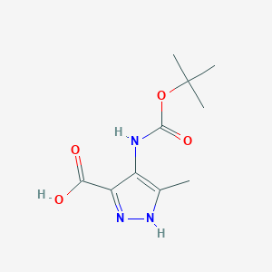 molecular formula C10H15N3O4 B13585983 4-{[(tert-butoxy)carbonyl]amino}-3-methyl-1H-pyrazole-5-carboxylic acid CAS No. 94993-82-5