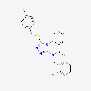 molecular formula C25H22N4O2S B1358614 4-[(2-methoxyphenyl)methyl]-1-{[(4-methylphenyl)methyl]sulfanyl}-4H,5H-[1,2,4]triazolo[4,3-a]quinazolin-5-one 