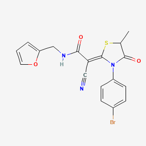molecular formula C18H14BrN3O3S B13586212 (2Z)-2-[3-(4-bromophenyl)-5-methyl-4-oxo-1,3-thiazolidin-2-ylidene]-2-cyano-N-(furan-2-ylmethyl)ethanamide 