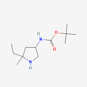 molecular formula C12H24N2O2 B13586262 tert-butylN-(5-ethyl-5-methylpyrrolidin-3-yl)carbamate 