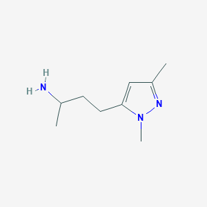 molecular formula C9H17N3 B13586429 4-(1,3-dimethyl-1H-pyrazol-5-yl)butan-2-amine 