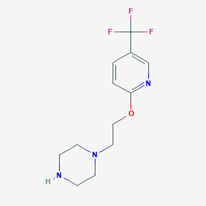 molecular formula C12H16F3N3O B1358648 1-(2-{[5-(Trifluoromethyl)pyridin-2-yl]oxy}ethyl)piperazine CAS No. 1000339-99-0