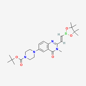 molecular formula C26H37BN4O5 B13586524 tert-Butyl 4-(3-methyl-4-oxo-2-(2-(4,4,5,5-tetramethyl-1,3,2-dioxaborolan-2-yl)vinyl)-3,4-dihydroquinazolin-6-yl)piperazine-1-carboxylate 