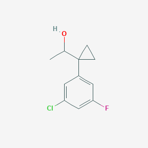 molecular formula C11H12ClFO B13586611 1-(1-(3-Chloro-5-fluorophenyl)cyclopropyl)ethan-1-ol 