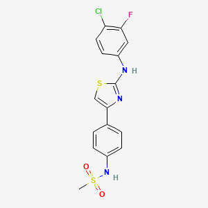 molecular formula C16H13ClFN3O2S2 B13586678 N-(4-{2-[(4-chloro-3-fluorophenyl)amino]-1,3-thiazol-4-yl}phenyl)methanesulfonamide 