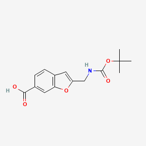molecular formula C15H17NO5 B13586784 2-({[(Tert-butoxy)carbonyl]amino}methyl)-1-benzofuran-6-carboxylicacid 