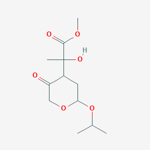molecular formula C12H20O6 B135869 Methyl 2-hydroxy-2-{5-oxo-2-[(propan-2-yl)oxy]oxan-4-yl}propanoate CAS No. 1044244-99-6