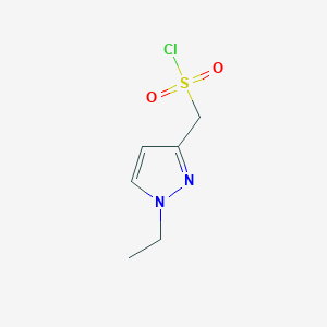 molecular formula C6H9ClN2O2S B13586992 (1-ethyl-1H-pyrazol-3-yl)methanesulfonyl chloride 