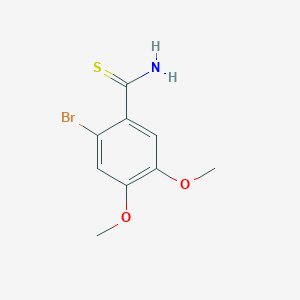 molecular formula C9H10BrNO2S B13587030 2-Bromo-4,5-dimethoxybenzothioamide 