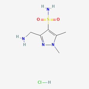 molecular formula C6H13ClN4O2S B13587291 3-(aminomethyl)-1,5-dimethyl-1H-pyrazole-4-sulfonamidehydrochloride 