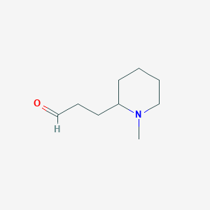 molecular formula C9H17NO B13587555 3-(1-Methylpiperidin-2-yl)propanal 