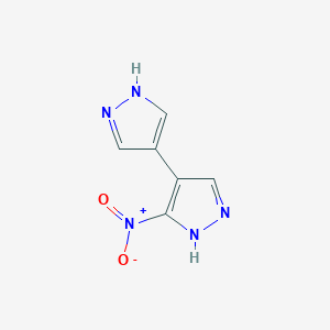 molecular formula C6H5N5O2 B13587601 3-Nitro-4,4'-bipyrazole 