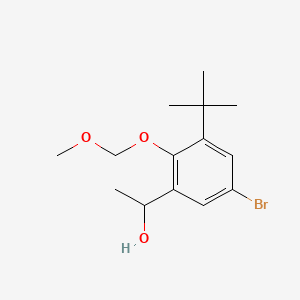 molecular formula C14H21BrO3 B13587622 1-[5-Bromo-3-tert-butyl-2-(methoxymethoxy)phenyl]ethan-1-ol 