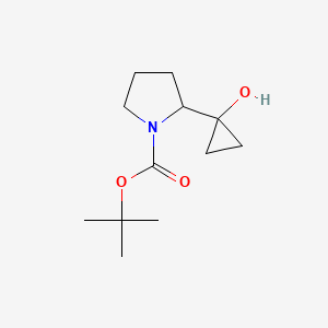 molecular formula C12H21NO3 B13587686 Tert-butyl 2-(1-hydroxycyclopropyl)pyrrolidine-1-carboxylate 