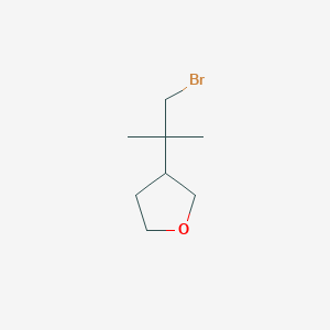 molecular formula C8H15BrO B13587870 3-(1-Bromo-2-methylpropan-2-yl)oxolane 