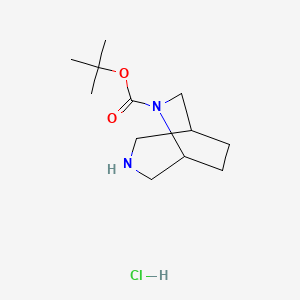 molecular formula C12H23ClN2O2 B13587984 Tert-butyl3,6-diazabicyclo[3.2.2]nonane-6-carboxylatehydrochloride 