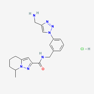 molecular formula C19H24ClN7O B13587996 N-({3-[4-(aminomethyl)-1H-1,2,3-triazol-1-yl]phenyl}methyl)-7-methyl-4H,5H,6H,7H-pyrazolo[1,5-a]pyridine-2-carboxamide hydrochloride 