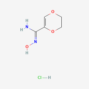 molecular formula C5H9ClN2O3 B13588009 N'-hydroxy-5,6-dihydro-1,4-dioxine-2-carboximidamide hydrochloride 