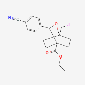 molecular formula C18H20INO3 B13588276 Ethyl 3-(4-cyanophenyl)-1-(iodomethyl)-2-oxabicyclo[2.2.2]octane-4-carboxylate 