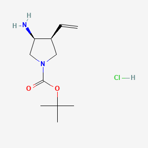 molecular formula C11H21ClN2O2 B13588306 rac-tert-butyl(3R,4R)-3-amino-4-ethenylpyrrolidine-1-carboxylatehydrochloride,cis 