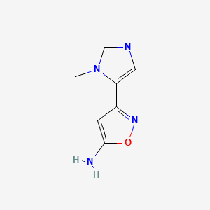 molecular formula C7H8N4O B13588321 5-Amino-3-(1-methyl-5-imidazolyl)isoxazole 