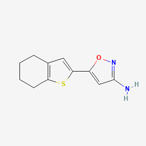 molecular formula C11H12N2OS B13588327 5-(4,5,6,7-Tetrahydrobenzo[b]thiophen-2-yl)isoxazol-3-amine 