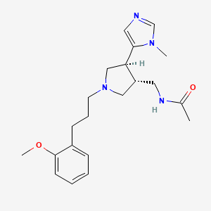 molecular formula C21H30N4O2 B13588396 N-{[(3R,4S)-1-[3-(2-methoxyphenyl)propyl]-4-(1-methyl-1H-imidazol-5-yl)pyrrolidin-3-yl]methyl}acetamide 