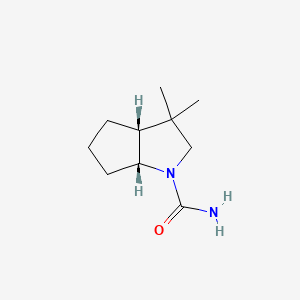 molecular formula C10H18N2O B13588434 rac-(3aR,6aR)-3,3-dimethyl-octahydrocyclopenta[b]pyrrole-1-carboxamide, cis 