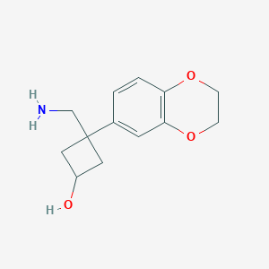 molecular formula C13H17NO3 B13588437 3-(Aminomethyl)-3-(2,3-dihydrobenzo[b][1,4]dioxin-6-yl)cyclobutan-1-ol 