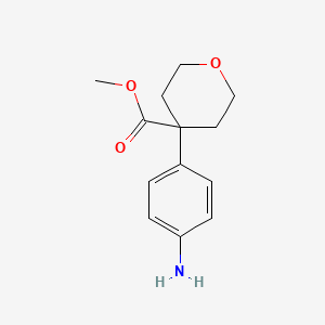 molecular formula C13H17NO3 B13588473 Methyl4-(4-aminophenyl)oxane-4-carboxylate 