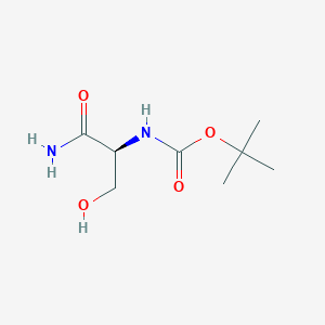 molecular formula C8H16N2O4 B13588525 Tert-butyl n-[(1s)-1-carbamoyl-2-hydroxyethyl]carbamate 