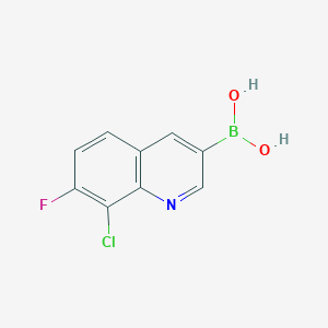 molecular formula C9H6BClFNO2 B13588541 (8-Chloro-7-fluoroquinolin-3-yl)boronic acid 