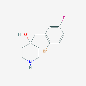 molecular formula C12H15BrFNO B13588549 4-(2-Bromo-5-fluorobenzyl)piperidin-4-ol 