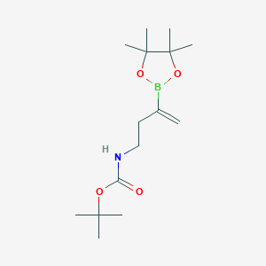molecular formula C15H28BNO4 B13588617 tert-butylN-[3-(4,4,5,5-tetramethyl-1,3,2-dioxaborolan-2-yl)but-3-en-1-yl]carbamate 
