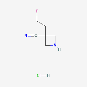 molecular formula C6H10ClFN2 B13588714 3-(2-Fluoroethyl)azetidine-3-carbonitrilehydrochloride 