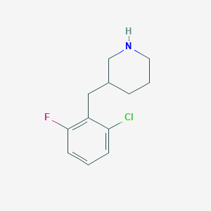 molecular formula C12H15ClFN B13588747 3-(2-Chloro-6-fluorobenzyl)piperidine 