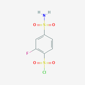molecular formula C6H5ClFNO4S2 B1358879 2-Fluoro-4-sulfamoylbenzene-1-sulfonyl chloride 