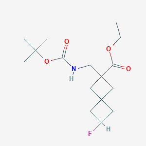 molecular formula C16H26FNO4 B13589038 Ethyl 2-(((tert-butoxycarbonyl)amino)methyl)-6-fluorospiro[3.3]heptane-2-carboxylate 