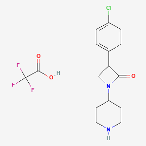 molecular formula C16H18ClF3N2O3 B13589457 3-(4-Chlorophenyl)-1-(piperidin-4-yl)azetidin-2-one,trifluoroaceticacid 