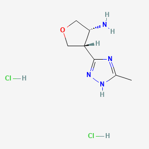 molecular formula C7H14Cl2N4O B13589486 rac-(3R,4R)-4-(5-methyl-1H-1,2,4-triazol-3-yl)oxolan-3-amine dihydrochloride 