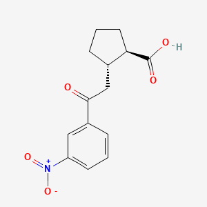 molecular formula C14H15NO5 B1358949 反式-2-[2-氧代-2-(3-硝基苯基)乙基]环戊烷-1-羧酸 CAS No. 733740-77-7