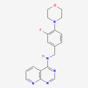 molecular formula C18H18FN5O B13589525 N-{[3-fluoro-4-(morpholin-4-yl)phenyl]methyl}pyrido[2,3-d]pyrimidin-4-amine 