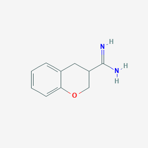 molecular formula C10H12N2O B13589530 Chromane-3-carboximidamide 