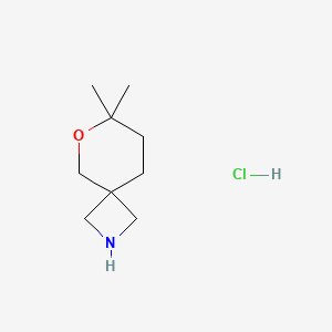 molecular formula C9H18ClNO B13589569 7,7-Dimethyl-6-oxa-2-azaspiro[3.5]nonane hydrochloride 