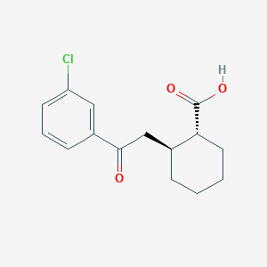 molecular formula C15H17ClO3 B1358961 trans-2-[2-(3-Chlorophenyl)-2-oxoethyl]cyclohexane-1-carboxylic acid CAS No. 735274-89-2